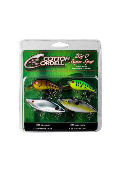 Cotton Cordell Big O Ve Super Spot Klasik 4'lü Paket Crankbait Balıkçılık Yemi, 2 Büyük O Yem Ve 2 Süper Spot Ye