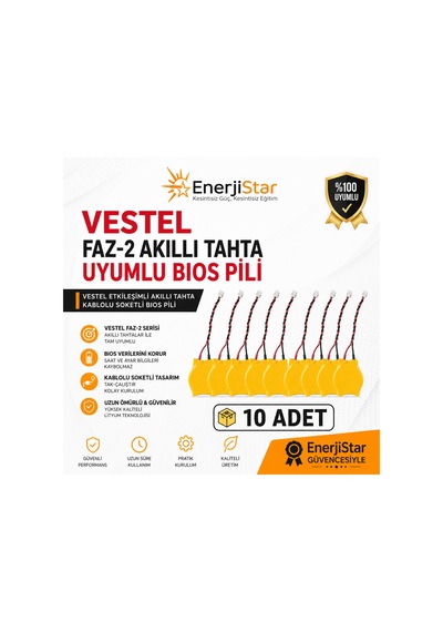 Vestel Etkileşimli Faz-2 Akıllı Tahta Cr2032 Kablolu Soketli Bios Pili 10'lu