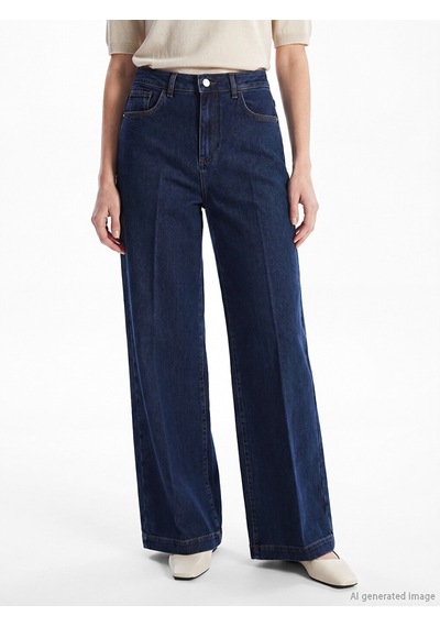 Lcw Modest İndigo Wideleg Kadın Jean Pantolon