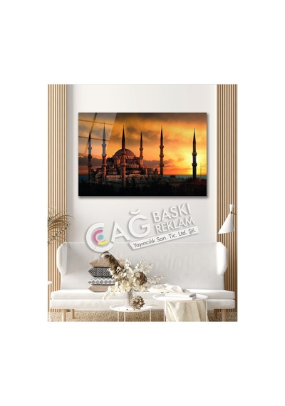 Sultan Ahmet Camii İstanbul Cam Tablo Modern Ev Ofis Salon Duvar Oda Dekoru Hediyelik Şehir Temalı Dekoratif Duvar Tablosu, Salon Ve Ofis Dekoru,