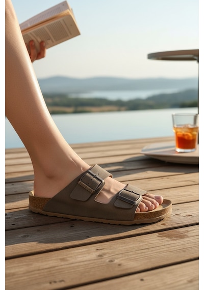 2236-look Life Unisex Çift Tokalı Ultra Hafif Havuz,plaj Ve Günlük Kullanıma Uygun Terlik Kum