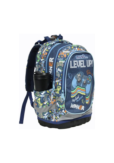 Must 585192 Level Up Çift Cepli İlkokul Sırt Çantası-siyah Çok Renkli