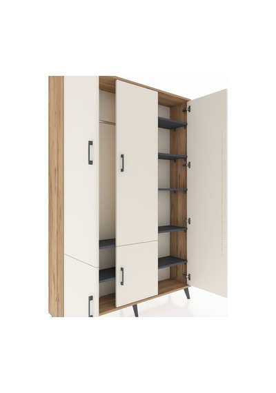 Arges Dolap 7 Raflı 5 Kapaklı Tek Askılı 132x30x195 Çam-aytaşı/antrasit Aytası/antrasıt Arges Dolap 7 Raflı 5 Kapaklı Tek Askılı 132x30x195 Çam-aytaşı/antrasit Aytası/antrasıt