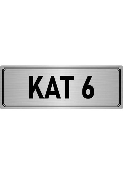 Metal Yönlendirme Levhası, Departman Kapı İsimliği Kat 6 10x20 cm Gümüş Renk