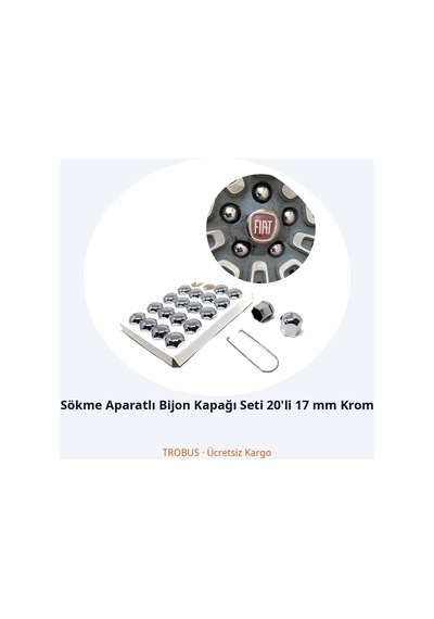 Trobus Sökme Aparatlı Bijon Kapağı Seti 20'li 17 Mm Krom