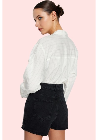 Ersefa Kadın Mini Denim Şort Etek Pamuk Casual Günlük Kombinler İçin Mük siyah