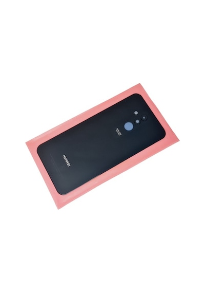 Tkgz - Mate 20 Lite Arka Pil Kapağı Kamera Lensli Cam Siyah