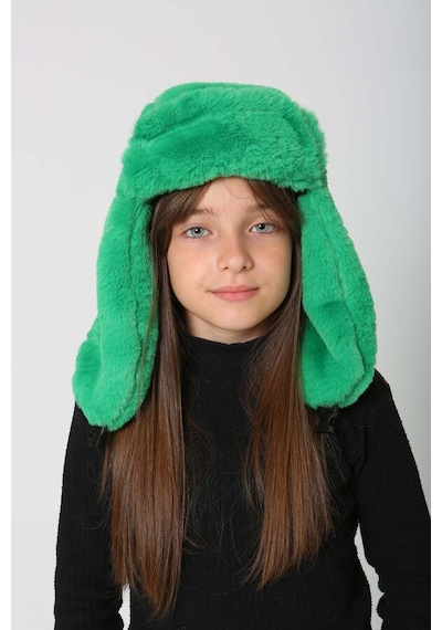 Çocuk Çıtçıtlı Kürklü Kulaklıklı Peluş Bere Şapka Rkş-ç-03 Benetton Yeşil