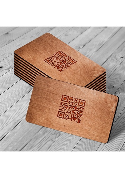 Kişiye Özel Ahşap Barcode Kartvizit (Model 1b) 50 Adet