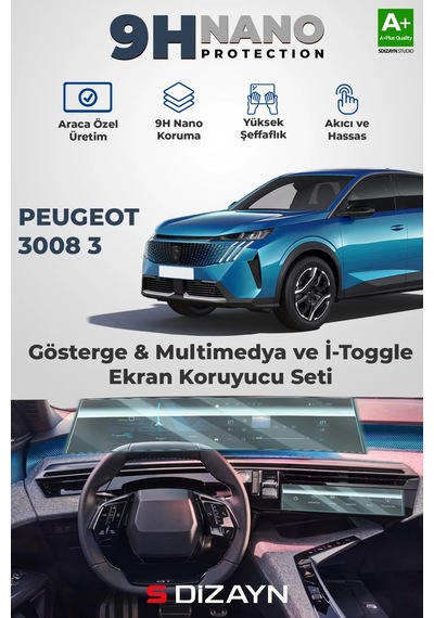 S-dizayn Peugeot 3008 3 21 İnç 9h Nano Kavisli Ekran Ve İ-toggle Ekran Koruyucu Parlak 2024 Üzeri