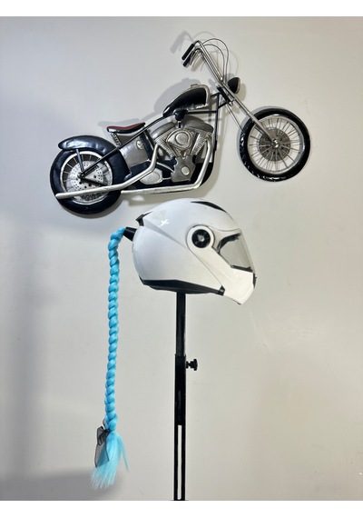 Motor & Motosiklet Mavi Örgü Saç Kask Dış Aksesuarı Diğer