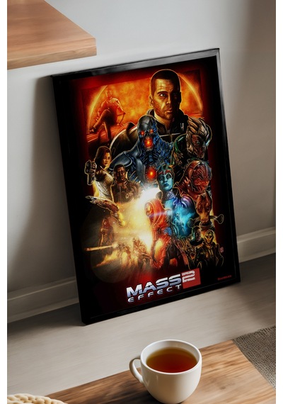 Mass Effect Siyah Ahşap Çerçeveli Poster, Dekoratif Oyun Duvar Tablosu