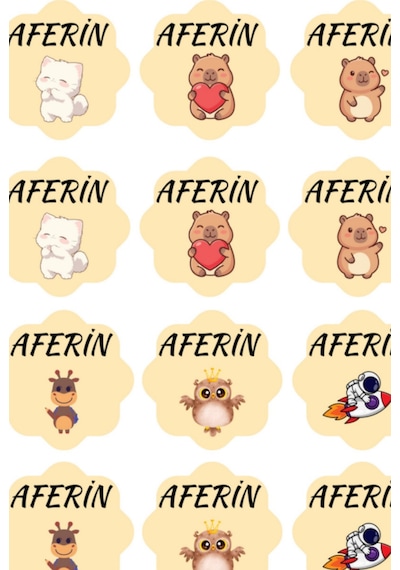 Öğretmenlere Aferin Yazılı Çok Karakterli Sevimli Sticker Seti - 62 Parça Standart