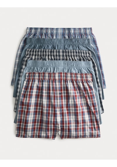 Marks & Spencer 5'li Pamuklu Boxer Seti T14003962 Mavi Mix
