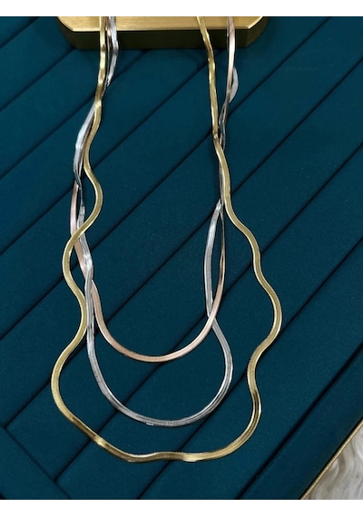 Premium Üç Renkli 316l Çelik Parlak Ve Şık Modern Dalgalı Zincir Kombini 60cm Çok Renkli