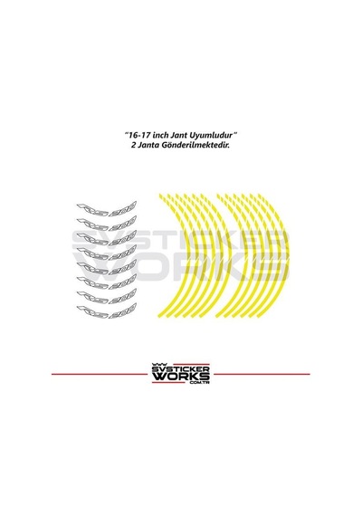 Bajaj Rs200 Jant Sticker Dış Ve İç Set Sticker Jant Şeridi Sarı 22884407