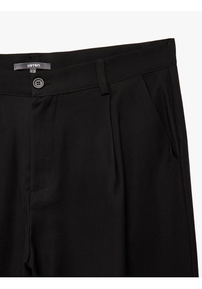 Koton Oversize Viskon Cep Detaylı Rayon Pileli Kumaş Yazlık Pantolon Siyah 5sam40164hw Siyah