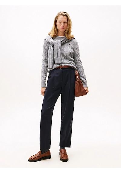 Tommy Hilfiger Soft Wool Cable C-nk Ls Swt Kadın Gri Kazak - Ww0ww43586 Gri