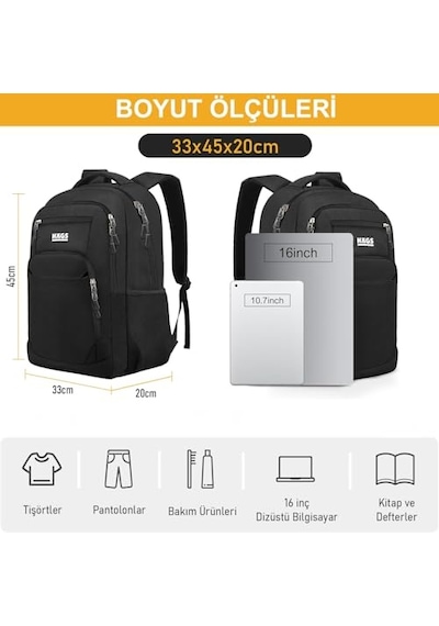 Laptop Sırt Çantası, Multi Cepli İş Seyahat Çantası, Dizüstü Bilgisayar Sırt Çantası, Suya Dayanıklı, Kole Diğer