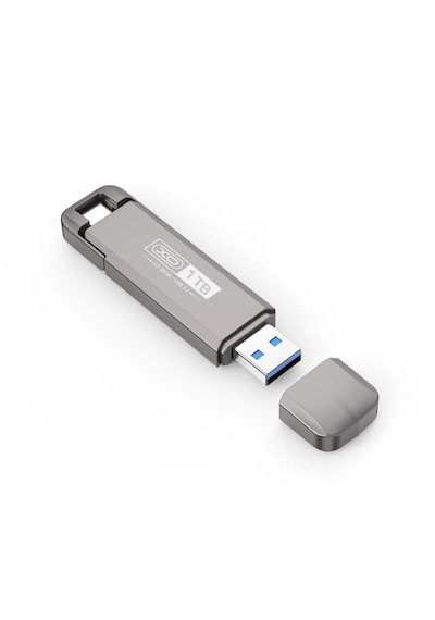 1tb Usb 3.2 + Type-c Çift Girişli Taşınabilir Flash Bellek Yüksek Hızlı, Dayanıklı Ve Şok Korumalı Gri