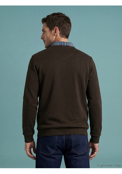 Lcwaıkıkı Classic Kahverengi Gömlek Yaka Erkek Sweatshirt