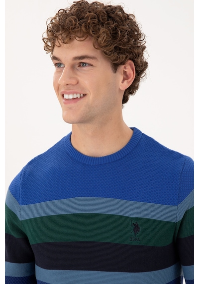 U.S. Polo Assn.  Erkek Slim Fit Bisiklet Yaka İndigo Kazak 50292866-VR028