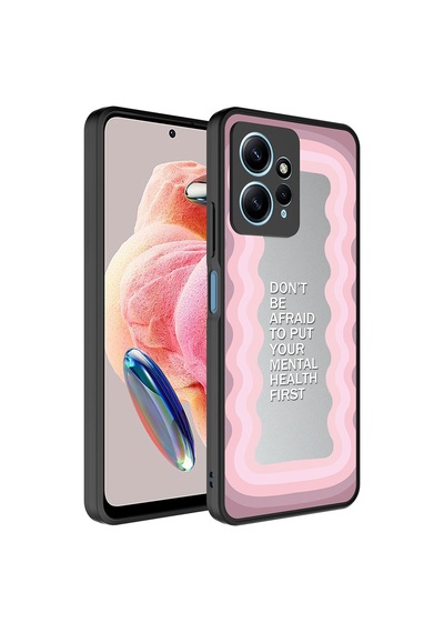 Xiaomi Redmi Note 12 4g Kılıf Aynalı Desenli Kamera Korumalı Parlak Zore Mirror Kapak - Fragile