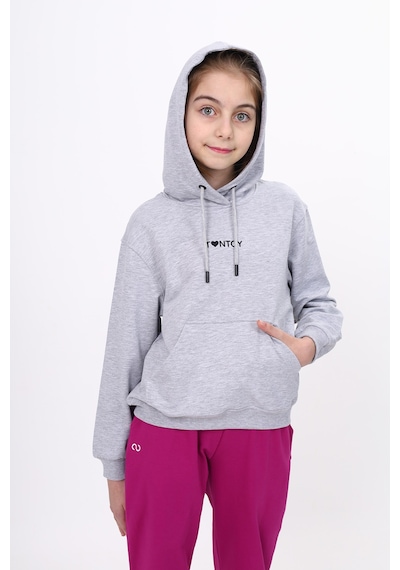 Toontoy Kız Çocuk Oversize Kapüşonlu Cepli Düşük Omuz Baskılı Sweatshirt - 2 İplik Gri Melanj Toontoy Kız Çocuk Oversize Kapüşonlu Cepli Düşük Omuz Baskılı Sweatshirt - 2 İplik Gri Melanj