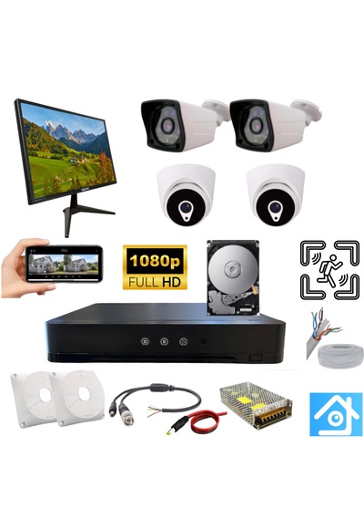 Arna 2 Dış 2 İç Kamera Monitör Ve 500gb Hdd Ahd Güvenlik Seti