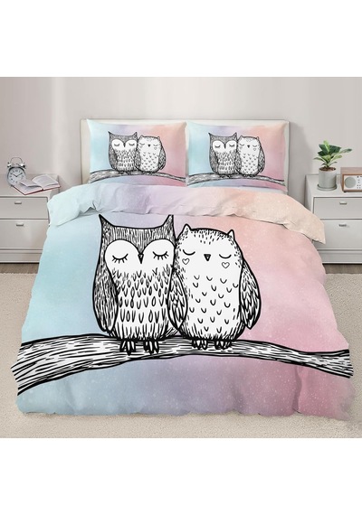 Nevresim Takımı 200 X 220 Sevimli Baykuş Fermuarlı Nevresim Takımı Yetişkinler Ve Çocuklar İçin Yumuşak Nefes Alabilir Mikrofiber Nevresim + 2 Yastık Kılıfı 80 X 80 Cm Çok Renkli