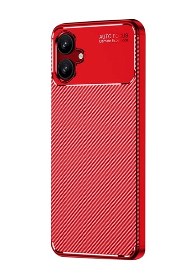 Samsung Galaxy A06 Kılıf Auto Focus Karbon Kapak - Kırmızı