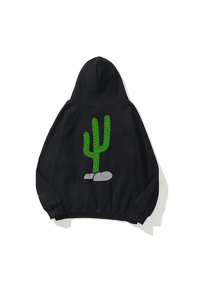 Startmore Unisex Dikenli Cactus Travis Scott Sweatshirt Hoodie Siyah Siyah
