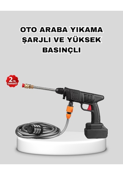 Akülü Araba Yıkama Makinesi 21v Güçlü Basınçlı Ve Çift Akülü Taşınabilir