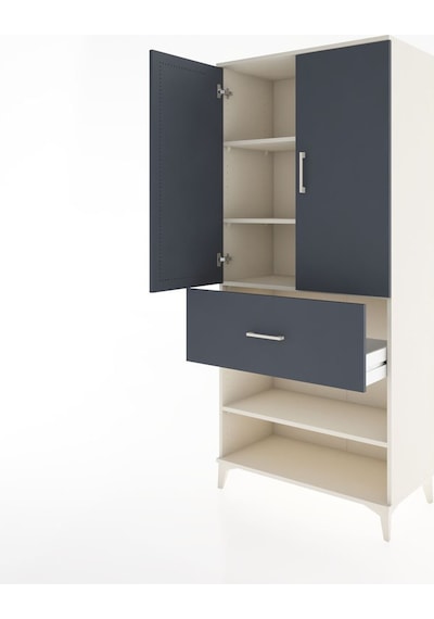 Hyperion Dolap 4 Raflı Tek Çekmeceli 2 Kapaklı 88x44x195 Aytaşı-antrasit Aytası