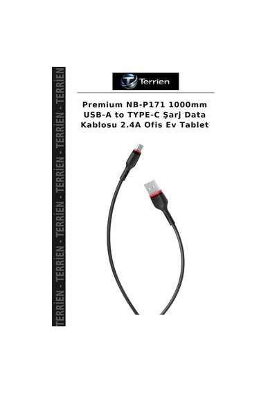 Premium Nb-p171 1000mm Usb-a To Type-c Şarj Data Kablosu 2.4a Ofis Ev Tablet