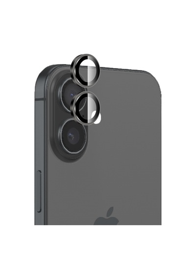 Bix Apple Uyumlu   iPhone 16 / 16 Plus Safir Lens Koruyucu 3d Kamera Camı 9h Premium Lens Kapağı Siyah
