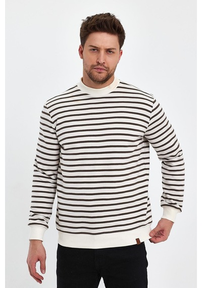 Alexander Gardi Alexandergardı Bisiklet Yaka Çizgili Sweatshirt E23-761a-erk Beyaz - Haki