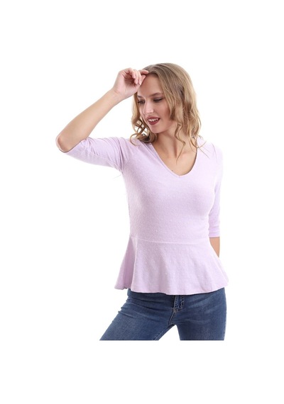 Self Clothing Kadın V Yaka Pudra Bluz-Pudra