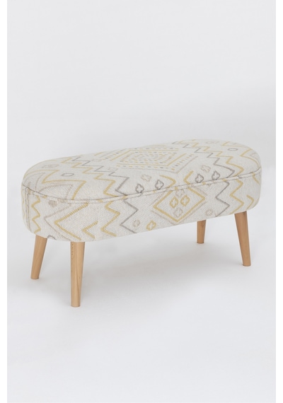 Bliss Sarı Etnik Desenli Krem Bench 40 X 100 X H 47 Cm 4282 Sarı