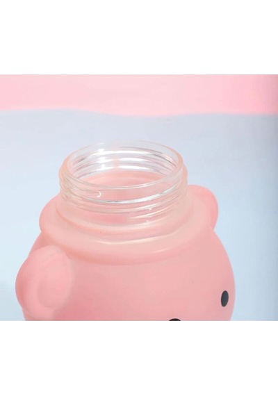 Ayıcıklı Bardaklı Pipetli Matara 750 Ml Smile Okul Su Şişesi Çocuk Suluk Pembe Plastik Diğer