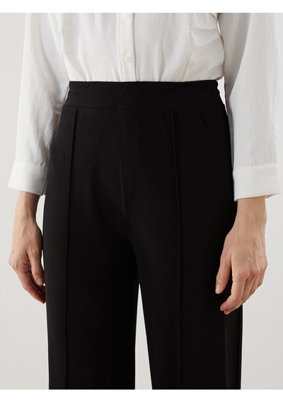 Lcwaıkıkı Classic Siyah Beli Lastikli Geniş Paça Kadın Pantolon