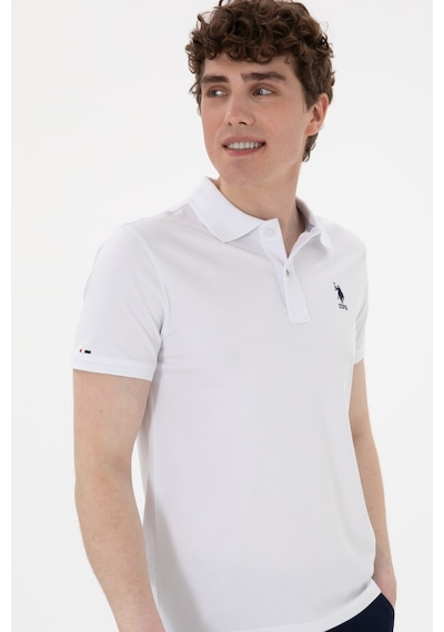 U.S. Polo Assn. Erkek Slim Fit Polo Yaka Beyaz Basic Tişört 50298011-VR013