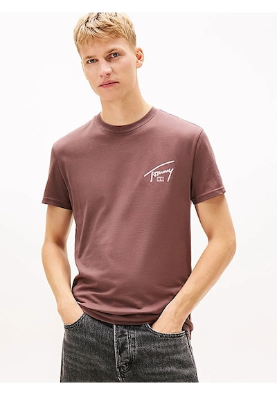 Tjm Reg Sıgn Backprınt Ss T Ext Erkek Kahverengi T-shirt - Dm0dm22320 Kahverengi