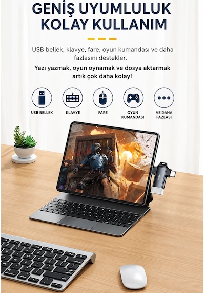 2si 1 Arada Usb 3.0 Otg Dönüştürücü, Type-c Ve Lightning Uyumlu Adaptör, 5gbps Veri Aktarımı, Usb Bellek Klavye Mouse Gamepad Telefon Tablet Bağlantısı S370 2si 1 Arada Usb 3.0 Otg Dönüştürücü, Type-c Ve Lightning Uyumlu Adaptör, 5gbps Veri Aktarımı, Usb Bellek Klavye Mouse Gamepad Telefon Tablet Bağlantısı S370
