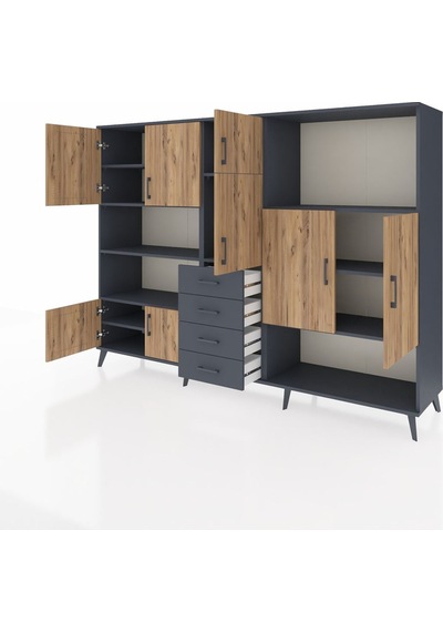 Hyperion Dolap 10 Raflı 4 Çekmeceli 8 Kapaklı 220x44x163 Antrasit Antrasit-çam/antrasit Hyperion Dolap 10 Raflı 4 Çekmeceli 8 Kapaklı 220x44x163 Antrasit Antrasit-çam/antrasit
