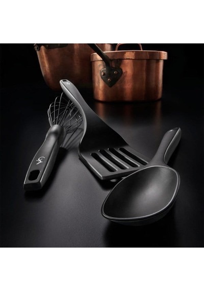 Lurch - Platin Silikon Yemek Kaşığı 28 Cm Siyah - Yanmaz, Yapışmaz, Bükülmez, Çizmez, Tat Ve Koku Bırakmaz - 240601
