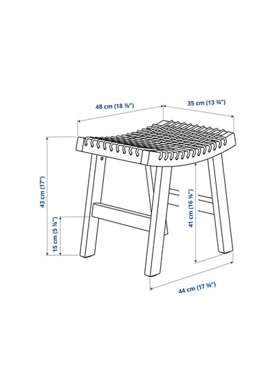 Ikea Stackholmen Bahçe Taburesi, Açık Kahverengi, 48x35x43 Cm