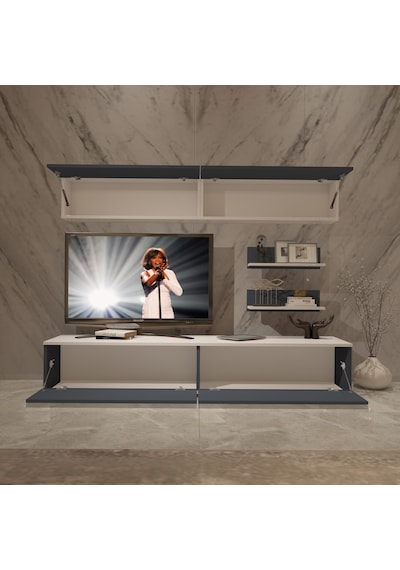 Decoraktiv Eko 5 Mdf Std Tv Ünitesi Tv Sehpası Beyaz - Antrasit