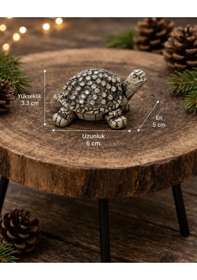 Sedef Renk Mini Kaplumbağa Biblo Taşlı Dekoratif Şans Figürü Konsol Vitrin Masa Üstü Süs 6 Cm 83997238