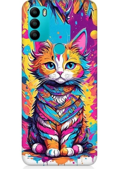 General Mobile Gm 21 Plus Uyumlu Renkli Sevimli Kedi Desenli Silikon Kılıf